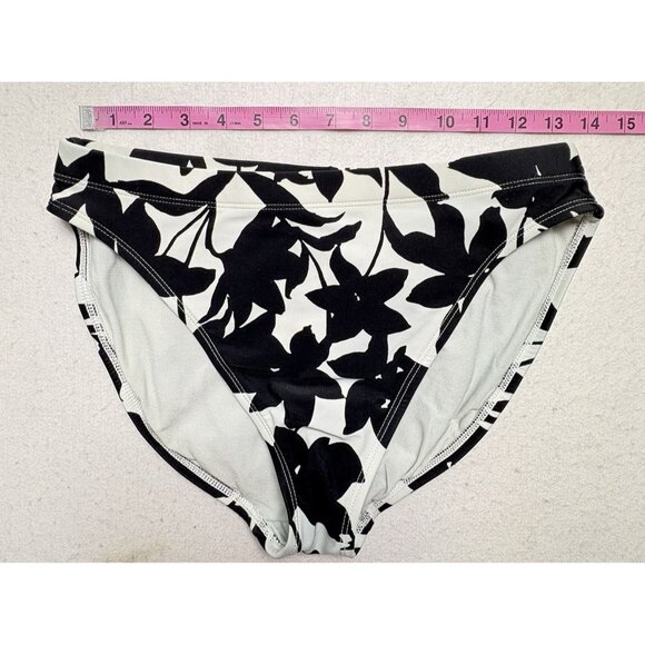 LA BLANCA Women Bikini Bottom Sz 10 White Black Floral Beach Pool Vacation 77-42 - Picture 7 of 9